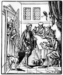 Bailiwick ou o tribunal de um oficial de justiça do rei, depois de uma gravura de 1550